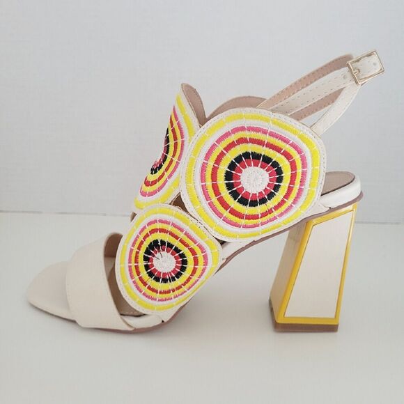 Shoes - Exe' Women's Lucia-833 ICE Multicolor Sandals Block Heels Embroidered Leather 38